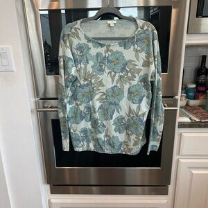 J. Jill Green and Blue Relaxed Blouse with Long Sleeves, size S, GUC